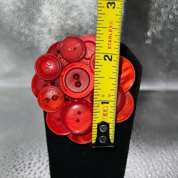 Vintage Button Brooch Red Buttons Pin Hand Designed Classic Sewing Estate Find - Picture 3 of 7